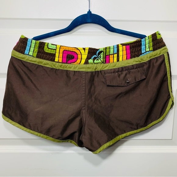 ROXY Brown Retro Colorful Festival Hot Pants Drawstring Shorts Sz 7 - Picture 4 of 10